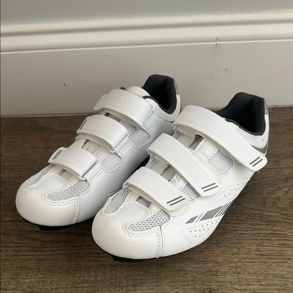 White Velcro Athletic Shoes with Synthetic Leather